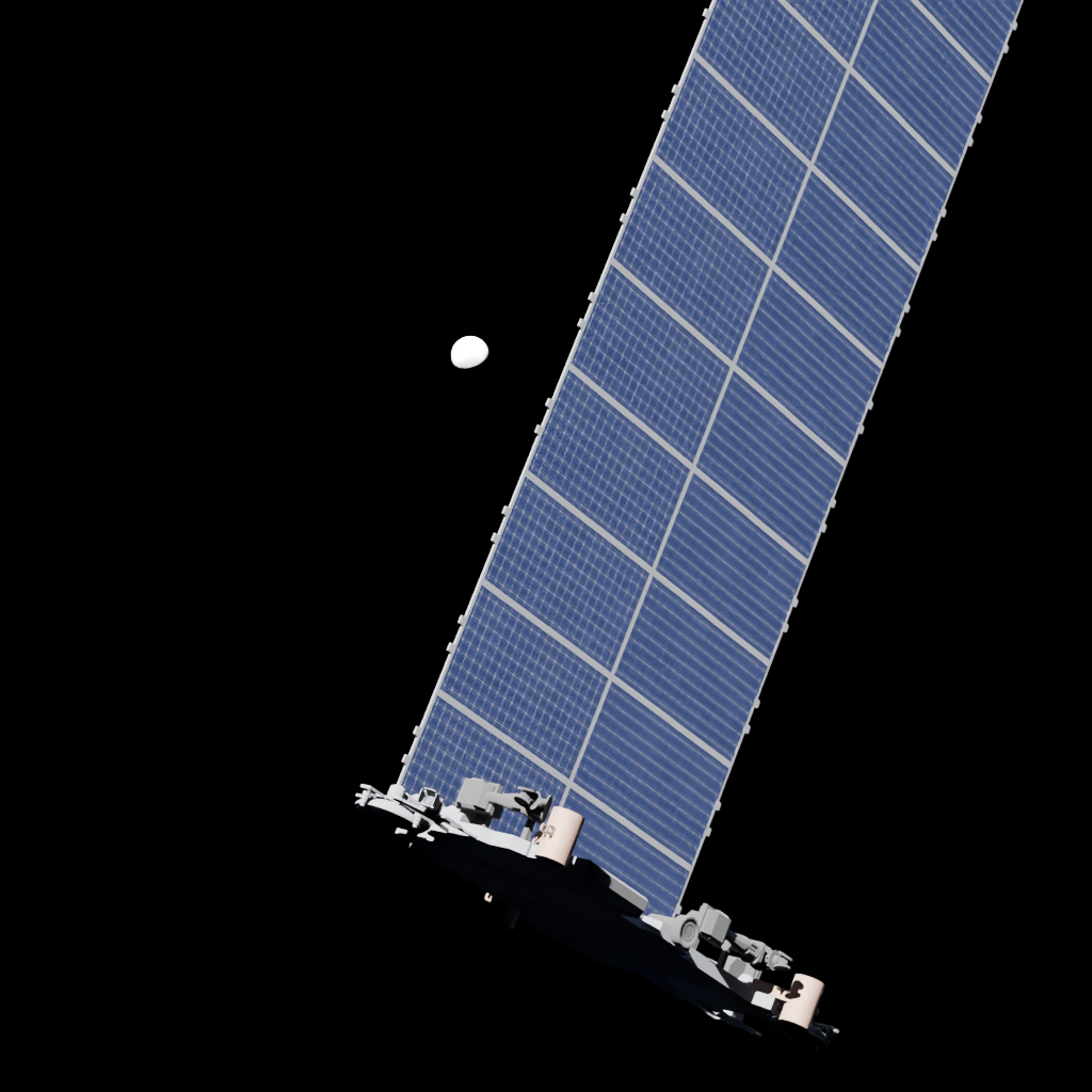 Synthetic RGB image of Starlink satellite against a deep space background generated by SatScenes pipeline